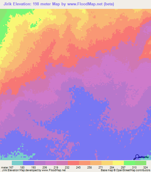 Jirik,Uzbekistan Elevation Map