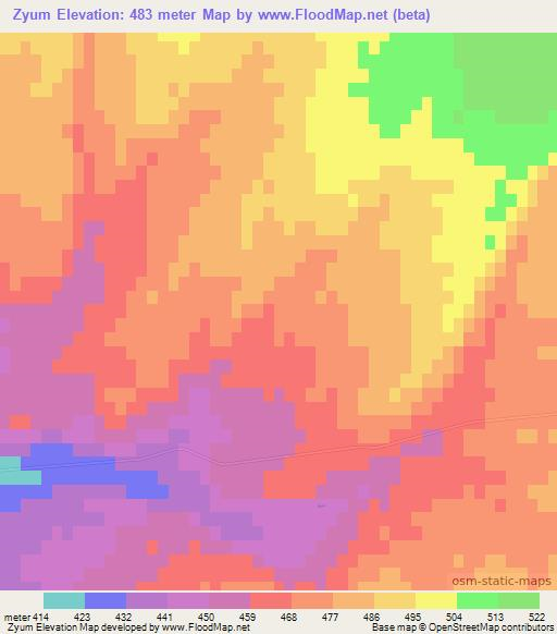 Zyum,Uzbekistan Elevation Map