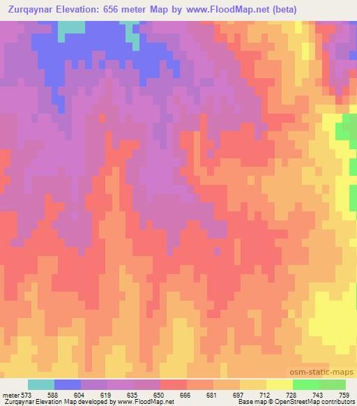 Zurqaynar,Uzbekistan Elevation Map