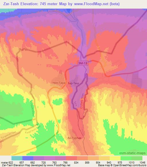 Zar-Tash,Kyrgyzstan Elevation Map