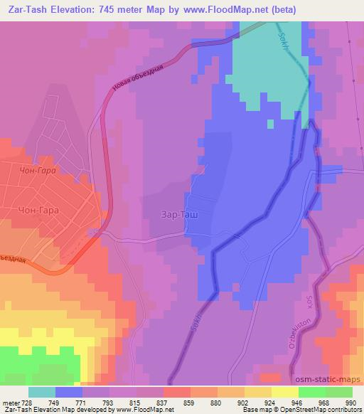 Zar-Tash,Kyrgyzstan Elevation Map