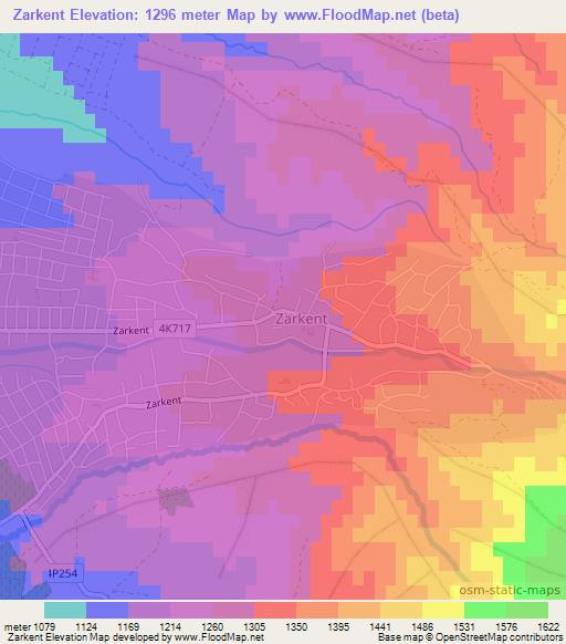 Zarkent,Uzbekistan Elevation Map