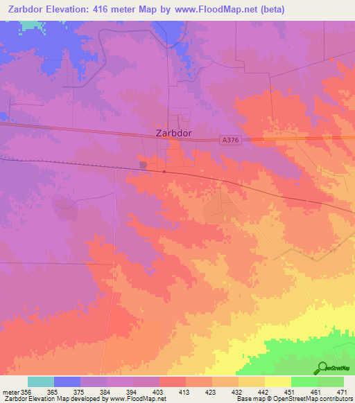 Zarbdor,Uzbekistan Elevation Map