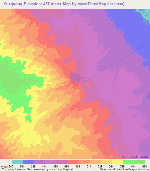 Yuzquduq,Uzbekistan Elevation Map