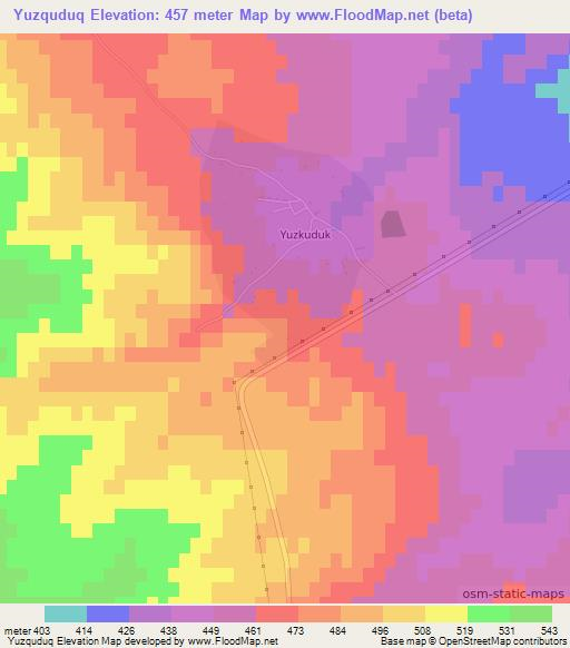 Yuzquduq,Uzbekistan Elevation Map