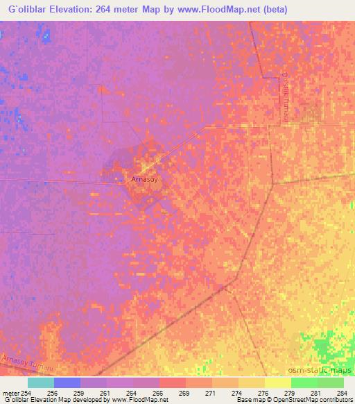 G`oliblar,Uzbekistan Elevation Map