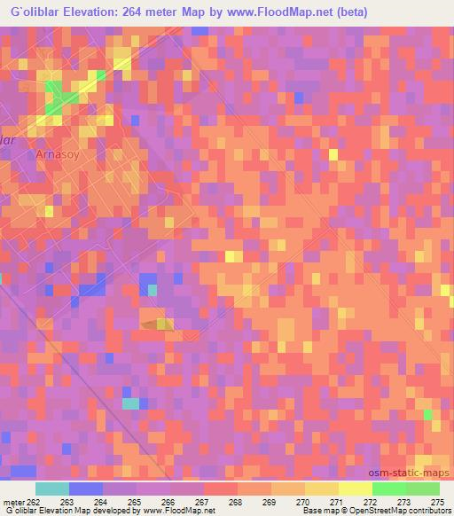 G`oliblar,Uzbekistan Elevation Map