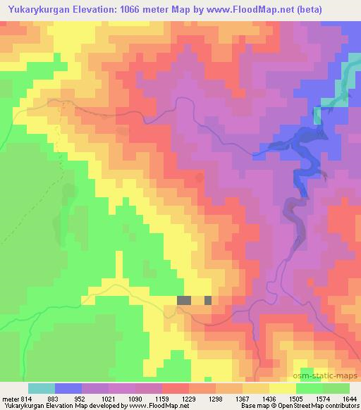 Yukarykurgan,Uzbekistan Elevation Map