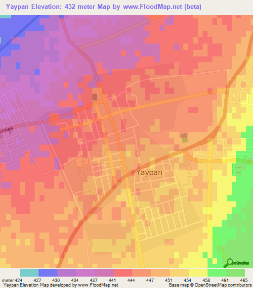 Yaypan,Uzbekistan Elevation Map