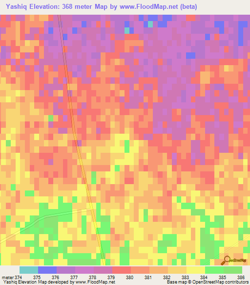 Yashiq,Uzbekistan Elevation Map