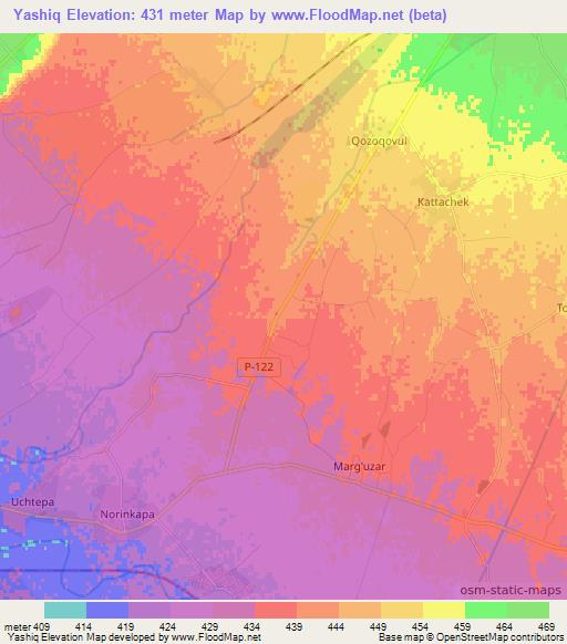 Yashiq,Uzbekistan Elevation Map