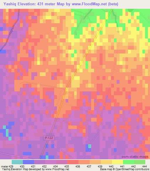 Yashiq,Uzbekistan Elevation Map