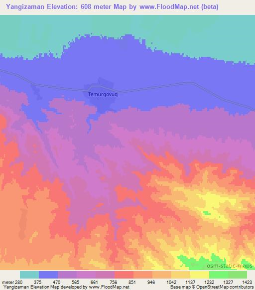 Yangizaman,Uzbekistan Elevation Map