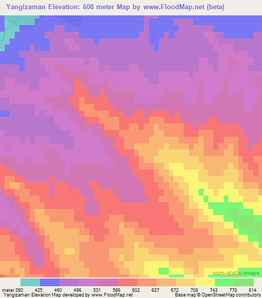 Yangizaman,Uzbekistan Elevation Map