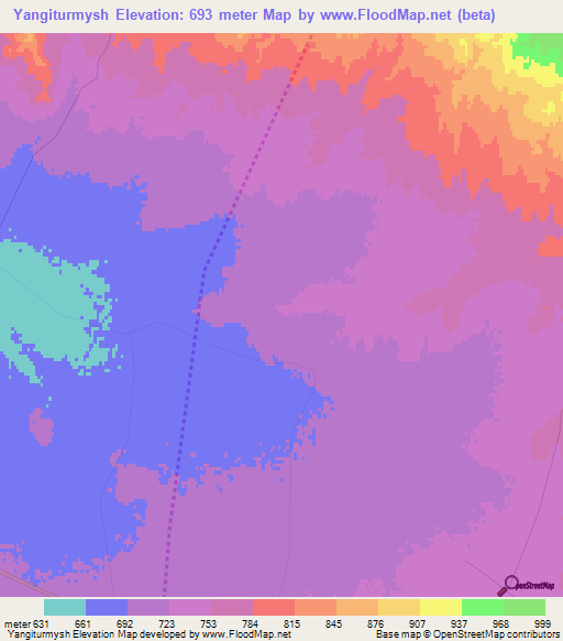 Yangiturmysh,Uzbekistan Elevation Map