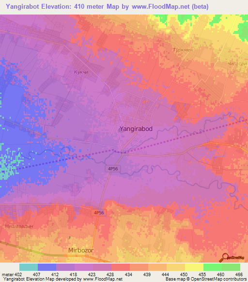 Yangirabot,Uzbekistan Elevation Map