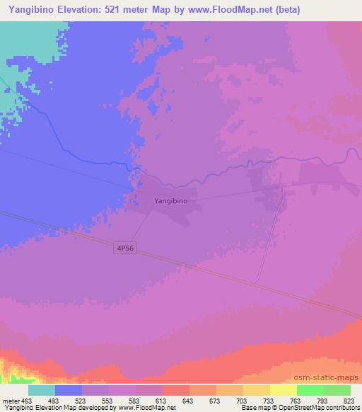 Yangibino,Uzbekistan Elevation Map