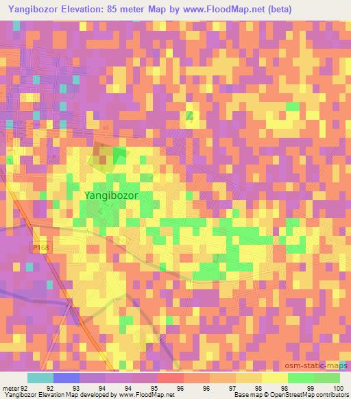 Yangibozor,Uzbekistan Elevation Map