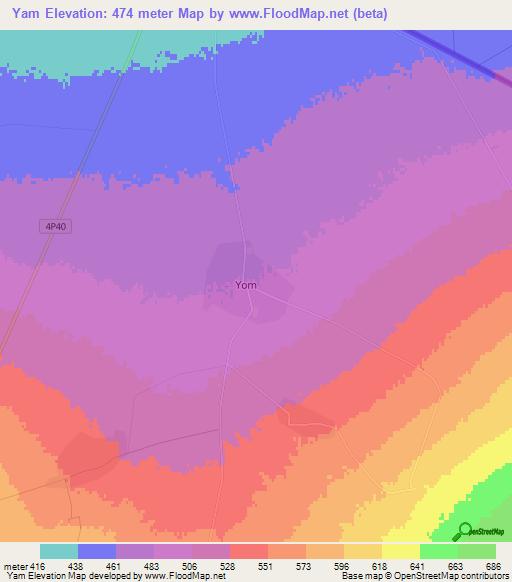 Yam,Uzbekistan Elevation Map