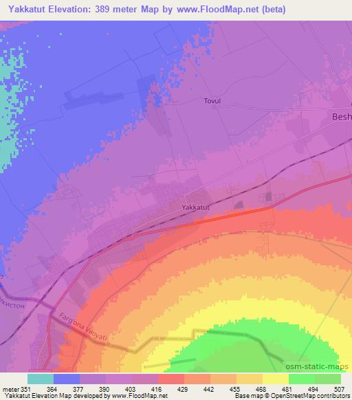 Yakkatut,Uzbekistan Elevation Map