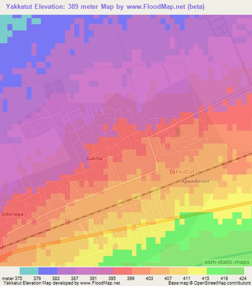 Yakkatut,Uzbekistan Elevation Map