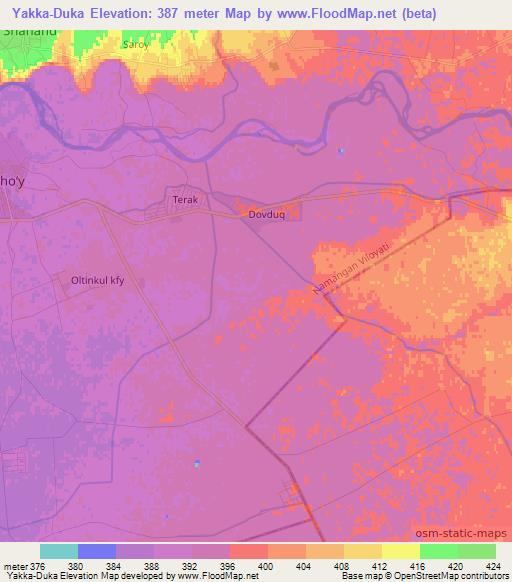 Yakka-Duka,Uzbekistan Elevation Map