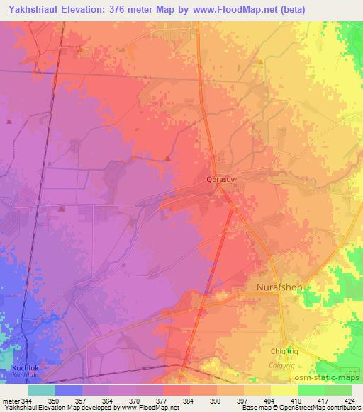 Yakhshiaul,Uzbekistan Elevation Map