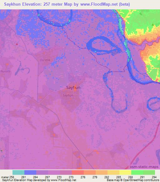 Saykhun,Uzbekistan Elevation Map