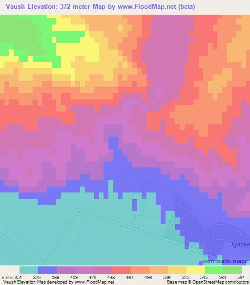 Vaush,Uzbekistan Elevation Map