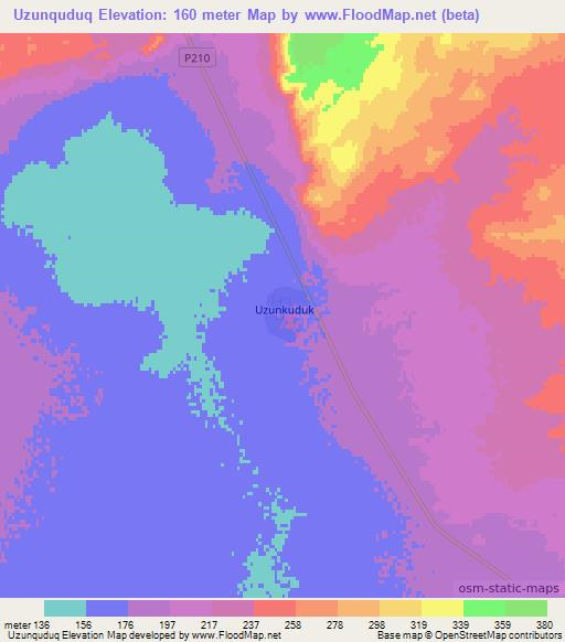 Uzunquduq,Uzbekistan Elevation Map