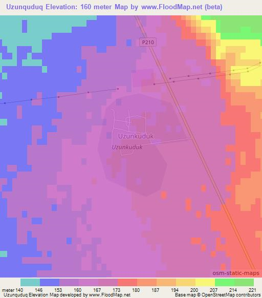 Uzunquduq,Uzbekistan Elevation Map