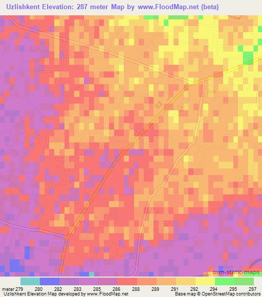 Uzlishkent,Uzbekistan Elevation Map