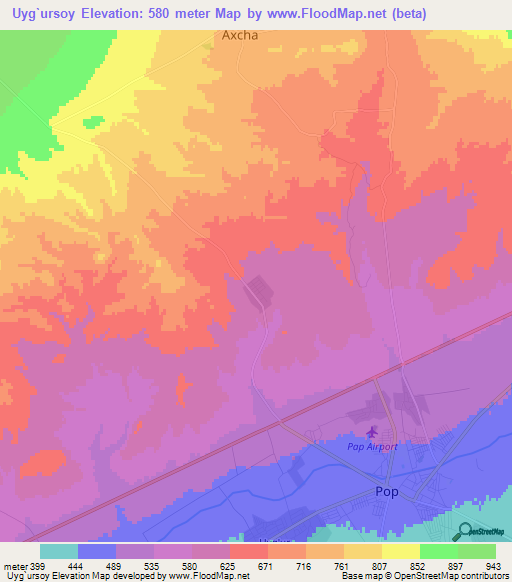 Uyg`ursoy,Uzbekistan Elevation Map