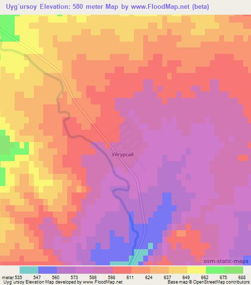 Uyg`ursoy,Uzbekistan Elevation Map