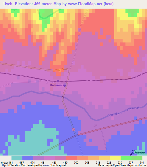 Uychi,Uzbekistan Elevation Map