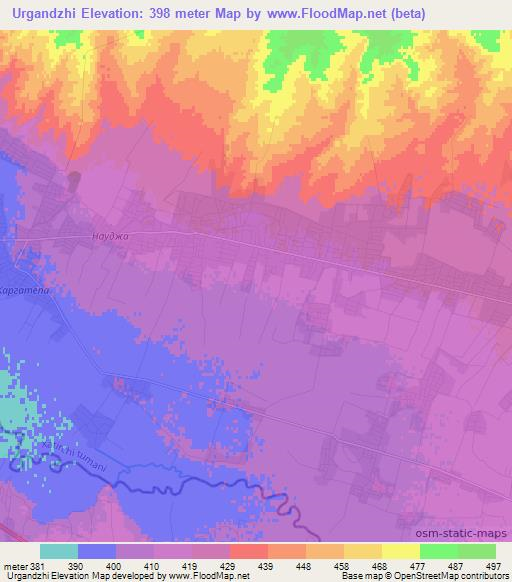 Urgandzhi,Uzbekistan Elevation Map