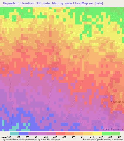 Urgandzhi,Uzbekistan Elevation Map