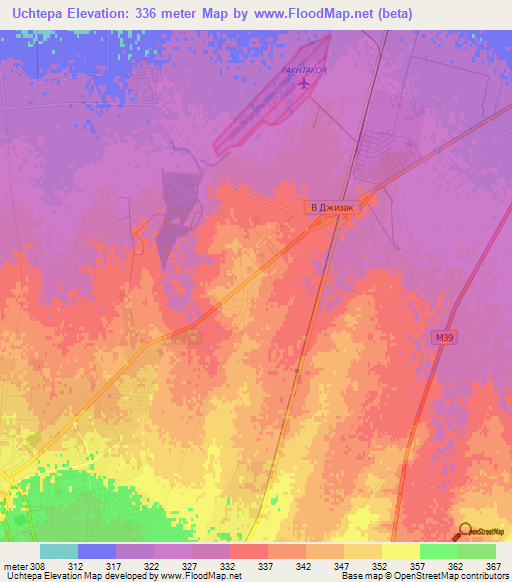 Uchtepa,Uzbekistan Elevation Map