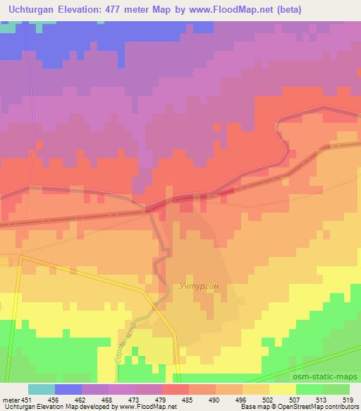 Uchturgan,Uzbekistan Elevation Map