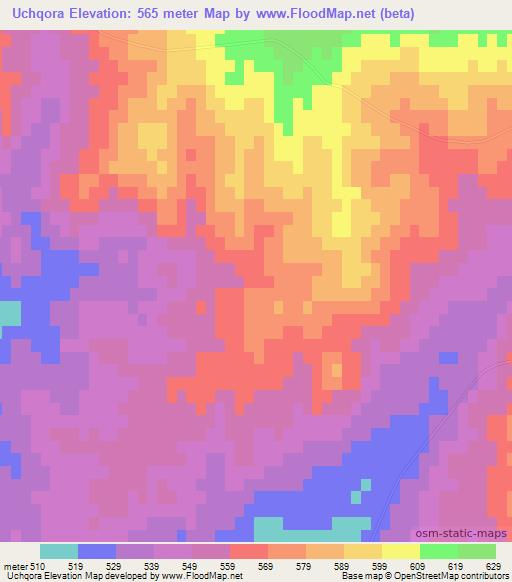 Uchqora,Uzbekistan Elevation Map