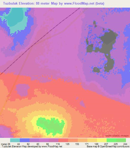 Tuzbulak,Uzbekistan Elevation Map