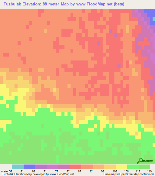 Tuzbulak,Uzbekistan Elevation Map