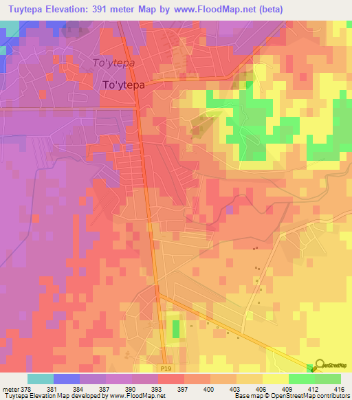 Tuytepa,Uzbekistan Elevation Map