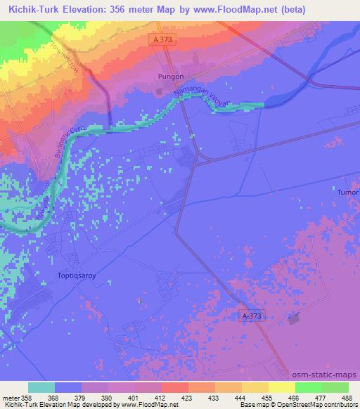 Kichik-Turk,Uzbekistan Elevation Map