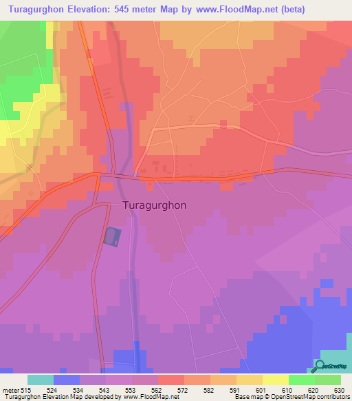 Turagurghon,Uzbekistan Elevation Map