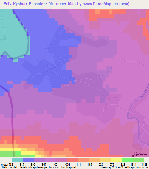 Bel'- Kyshtak,Kyrgyzstan Elevation Map