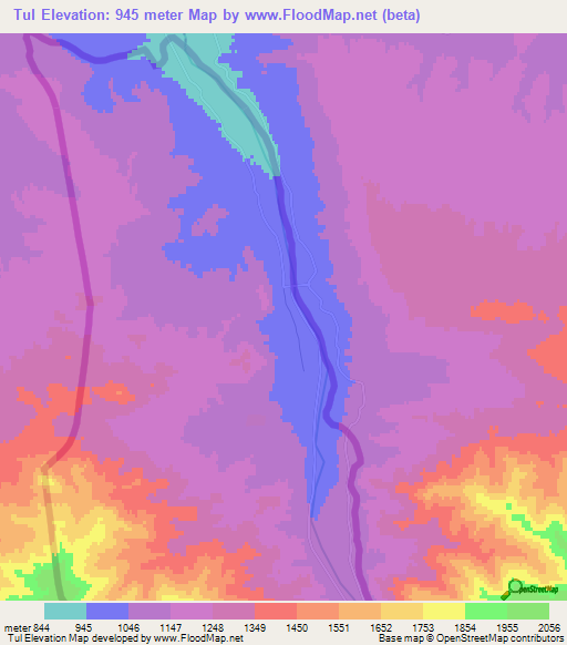 Tul,Uzbekistan Elevation Map