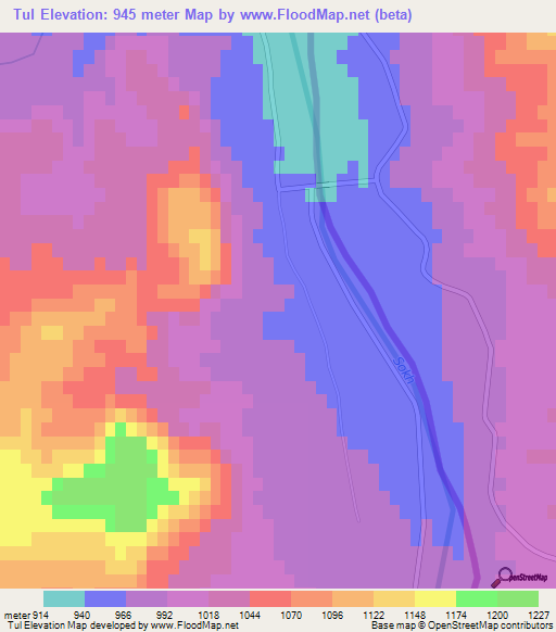 Tul,Uzbekistan Elevation Map