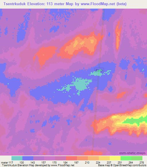 Tsentrkuduk,Uzbekistan Elevation Map