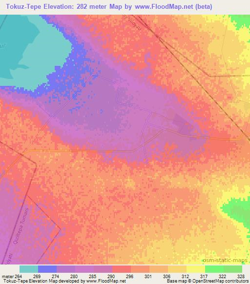 Tokuz-Tepe,Uzbekistan Elevation Map